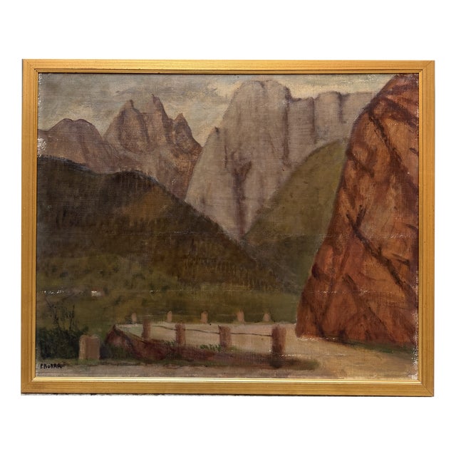 Pompeo Borra, Mountains, 1932, Oil Painting on Canvas For Sale