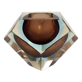 Faceted Sommerso Murano Glass Ashtray or Trinket Tray, 1960s-1970s For Sale