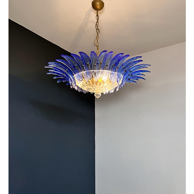 Murano Pendant Light with Palmette and Blue Glasses, 1990 For Sale - Image 12 of 18