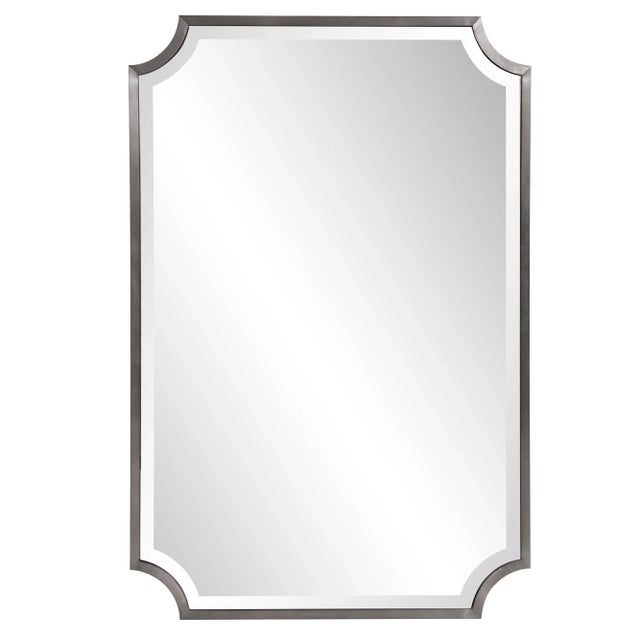 Metal Kenneth Ludwig Chicago Hastings Brushed Titanium Shield Mirror For Sale - Image 7 of 7