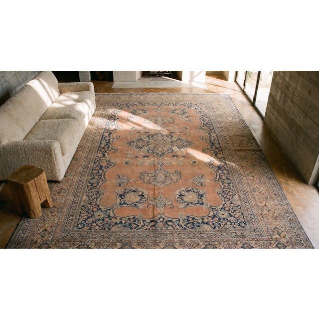 Splendid Rust Color and Medallion Pattern Antique Persian Tabriz Haji Jalili Rug For Sale - Image 10 of 11