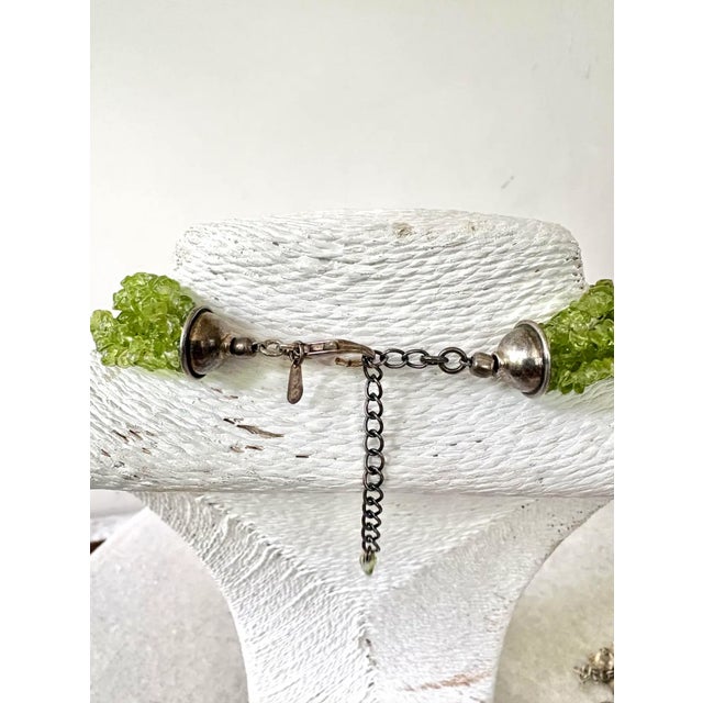 Vintage Multi Strand Peridot and Sterling Silver Beaded Necklace For Sale - Image 4 of 4