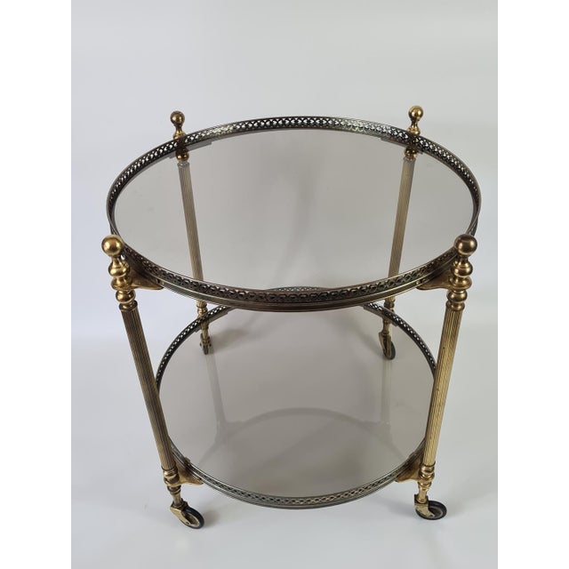 Mid-Century Modern French Bar Table in Brass with Mirror-Finished Glass, 1960s For Sale - Image 3 of 13