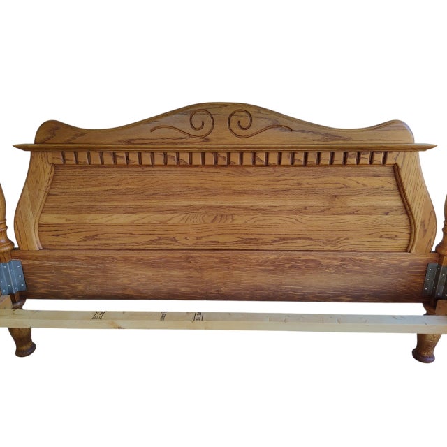 Wood Vintage Oakwood Interiors Traditional Solid Oak Cannonball Four Poster Bed For Sale - Image 7 of 14