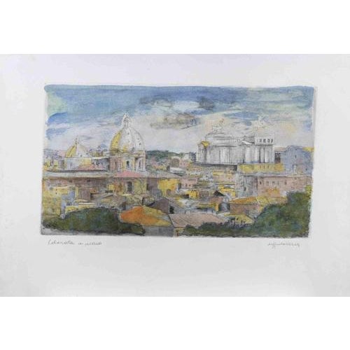 Etching hand colored on paper, realized in 19890s. Hand signed. Artist proof. Very good condition. This piece is...