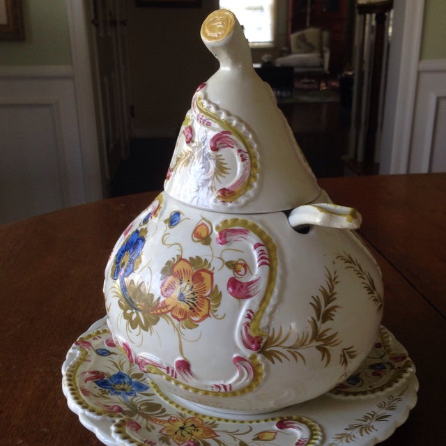 Italian Floral Ceramic Soup Tureen Chairish