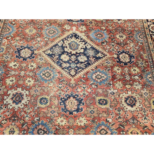 Persian Antique Persian Mahal Sultanabad Rug, Hand-Knotted Wool, Geometric Pattern, Rust-Red & Navy, 10x12 For Sale - Image 3 of 16