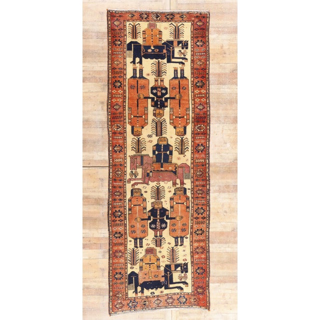 Antique Persian Shiraz Pictorial Rug, 04'07 X 13'03 For Sale - Image 10 of 10