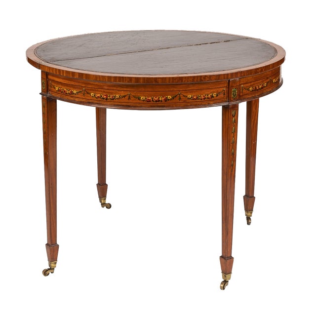 19th Century Georgian Demi Lune Games Console Table, 1800s For Sale