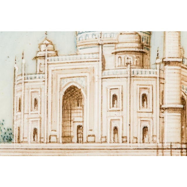 19th Century Superb Antique Grand Tour Taj Mahal Portrait Miniature Painting India Souvenir Gold Filled Frame Art Collectible For Sale - Image 5 of 15
