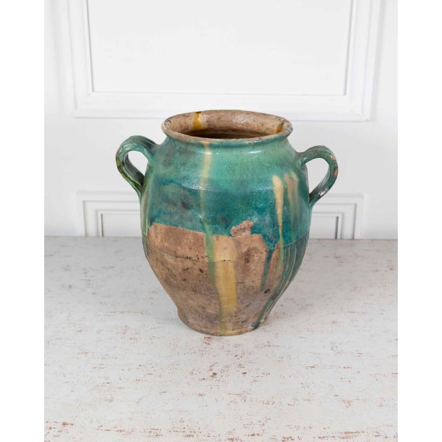 Mid 19th Century French 19th Century Turquoise and Green Glaze Confit Pot For Sale - Image 5 of 8