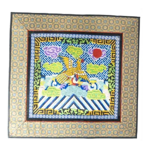 19th Century Chinese Vibrant Silk Embroidered Mandarin Rank Badge Square
