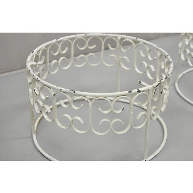 Vintage Arthur Umanoff Wrought Iron Scroll Low Round Glass Top Side Table - Pair For Sale In Philadelphia - Image 6 of 12