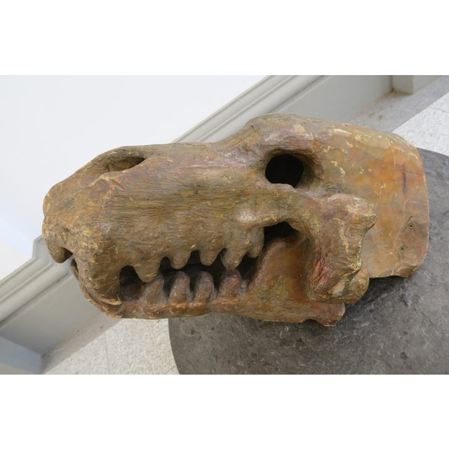 Large Decorative Wooden Dinosaur Head, 1970s For Sale - Image 3 of 16