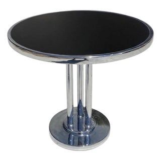 1930s Art Deco Machine Age Chrome Accent Center Side Table Wolfgang Hoffmann for Howell Streamline Restored For Sale