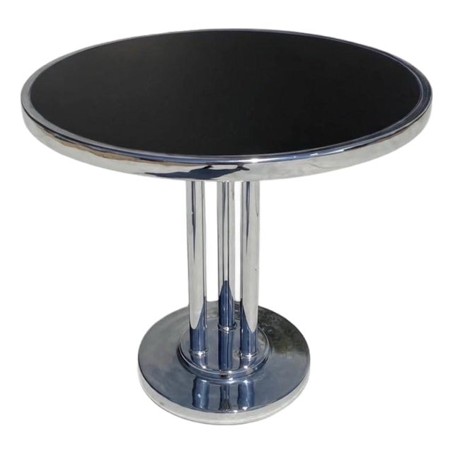 1930s Art Deco Machine Age Chrome Accent Center Side Table Wolfgang Hoffmann for Howell Streamline Restored For Sale