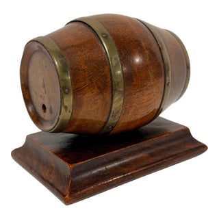 Georgian Barrel-Form Brass Bound Mahogany String Holder C. 1830 For Sale