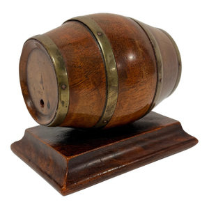 Georgian Barrel-Form Brass Bound Mahogany String Holder C. 1830