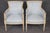 French Pair French Louis XV Style Blue Upholstered Bergères Chairs Attr to Jansen For Sale - Image 3 of 17