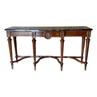 French Louis XVI Inspired Henredon Marble Top Console For Sale