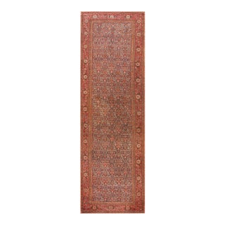 1850s Blue Navy Herati Tribal Antique n.w. Persian Rug 7'8" X 22'10" Handknotted Wool Carpet For Sale