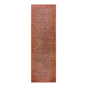 1850s Blue Navy Herati Tribal Antique n.w. Persian Rug 7'8" X 22'10" Handknotted Wool Carpet