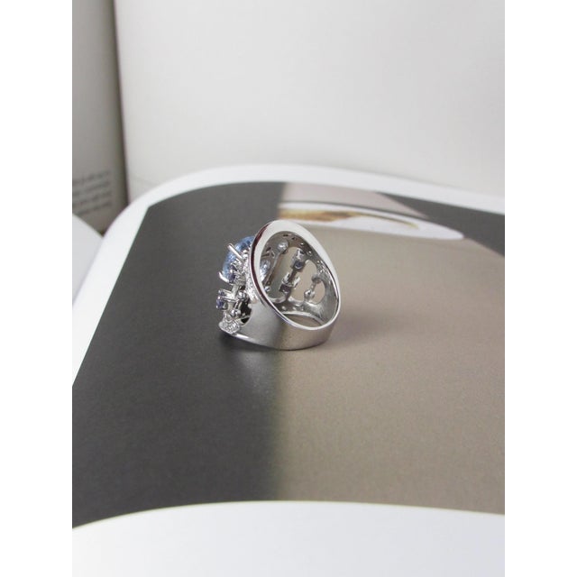 Blue Fluorite & Iolite Tiara Ring, Size 7 For Sale - Image 4 of 8