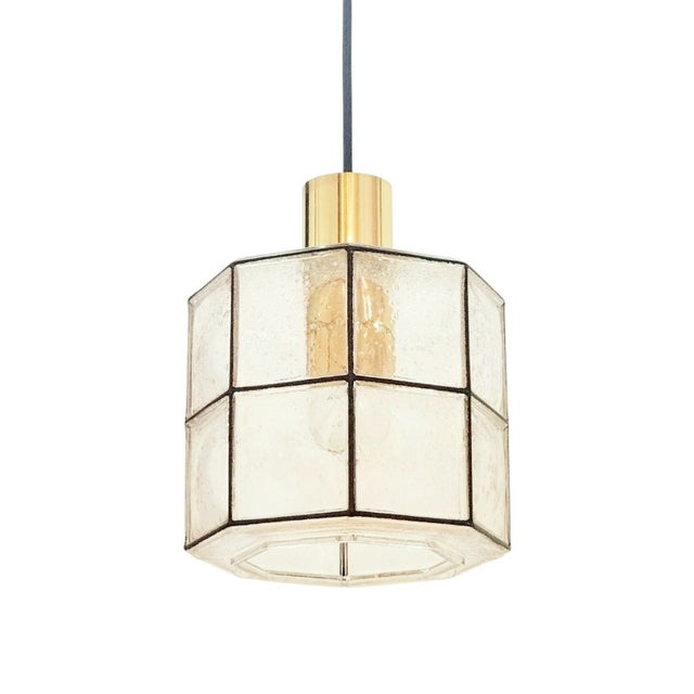 Mid-Century Modern Pendant Light in Glass and Brass from Limburg, Germany, 1960s For Sale - Image 12 of 12