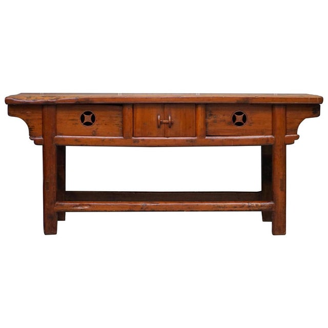 Antique Chinese Temple Altar Sideboard with Cupboards in Solid Teak For Sale - Image 17 of 17