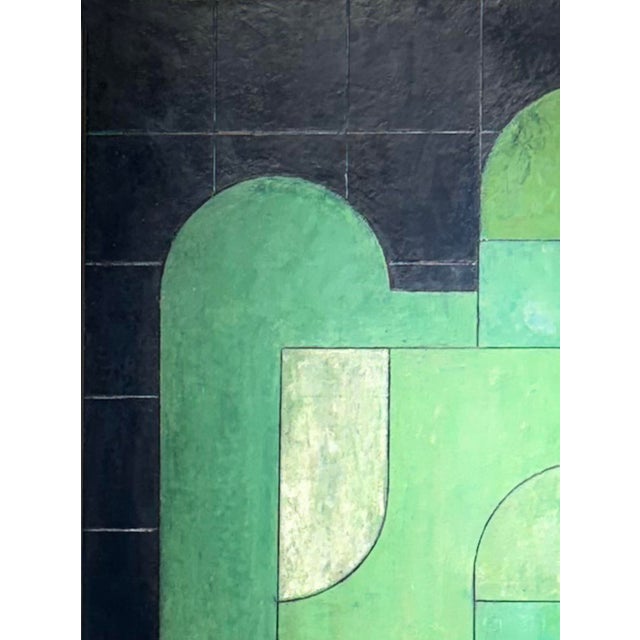 Contemporary Geometric Abstract Vertical Oil and Cold Wax Painting-Green by Stephen Cimini For Sale In New York - Image 6 of 6