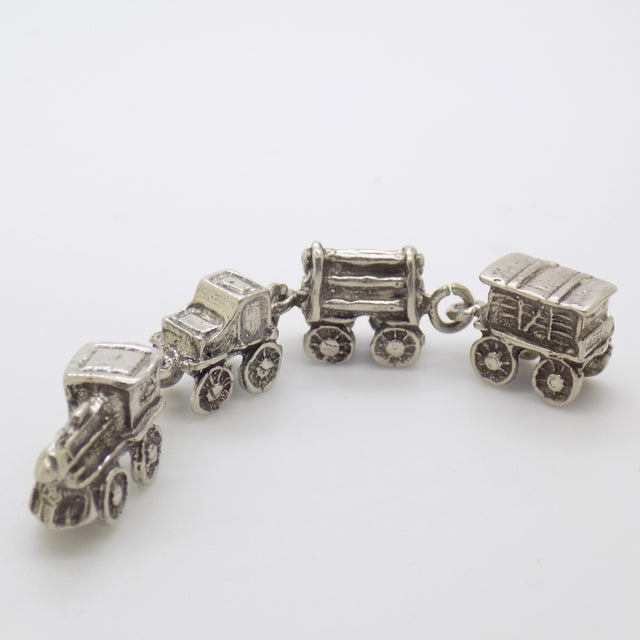 1970s Vintage Italian Handmade Genuine Silver Toy Train Dollhouse Miniature Figurine For Sale - Image 5 of 10