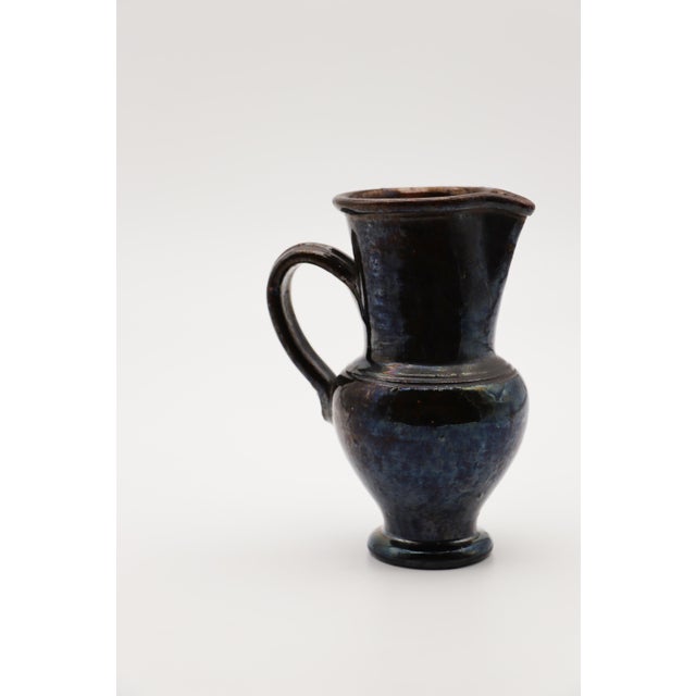 Black 1940s Rustic Pitcher, Glazed Earthenware, Portuguese For Sale - Image 8 of 12