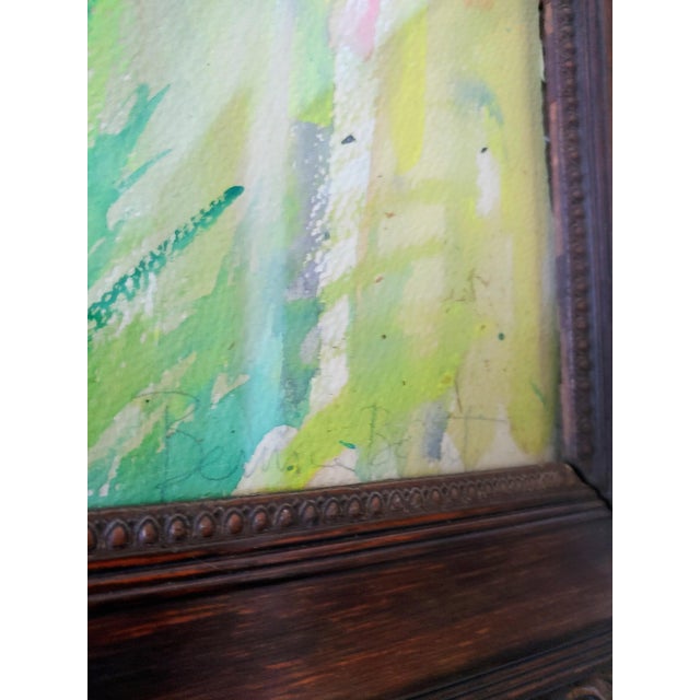 Vintage Abstract Expressionist Signed Landscape Watercolor Painting, Framed For Sale - Image 4 of 8