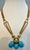 Vintage 60 Ct Natural Sleeping Beauty Turquoise Necklace, Three Charm 18 Kt Gold Natural Sleeping Beauty Turquoise which...
