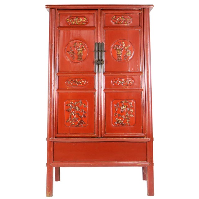20th Century Chinese Red Wedding Wardrobe Armoire Chairish