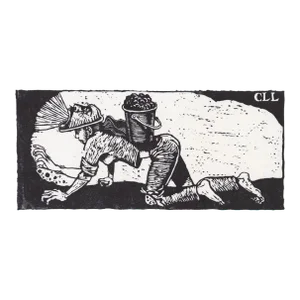 1990s Socialist Linocut of a Miner