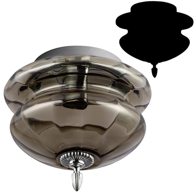 Mid-Century Modern Mid-Century Modern Round Ceiling Lamp in Smoked Glass and Chrome from Hillebrand, Germany, 1960s For Sale - Image 3 of 9