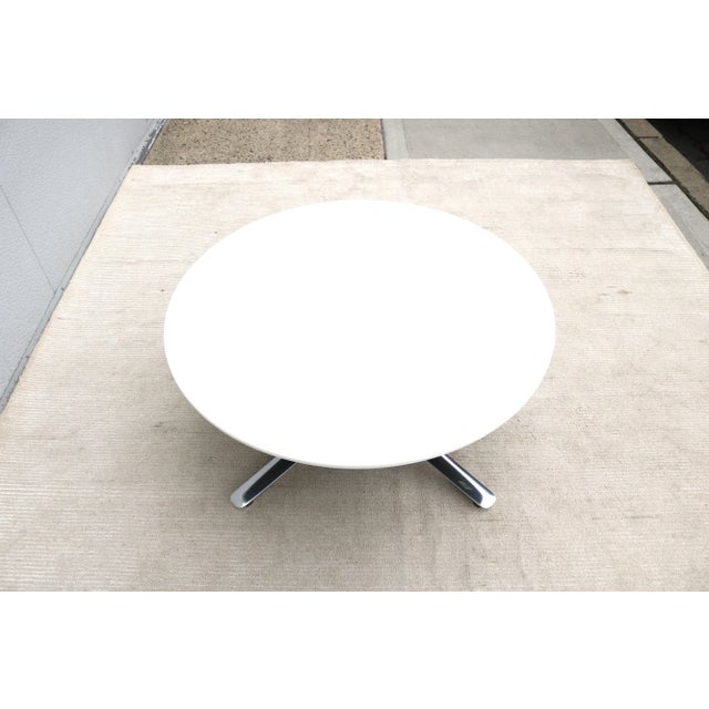 White Modern Mario Ruiz for Studio Tk Bevy Round White Corian Top Coffee Table For Sale - Image 8 of 12
