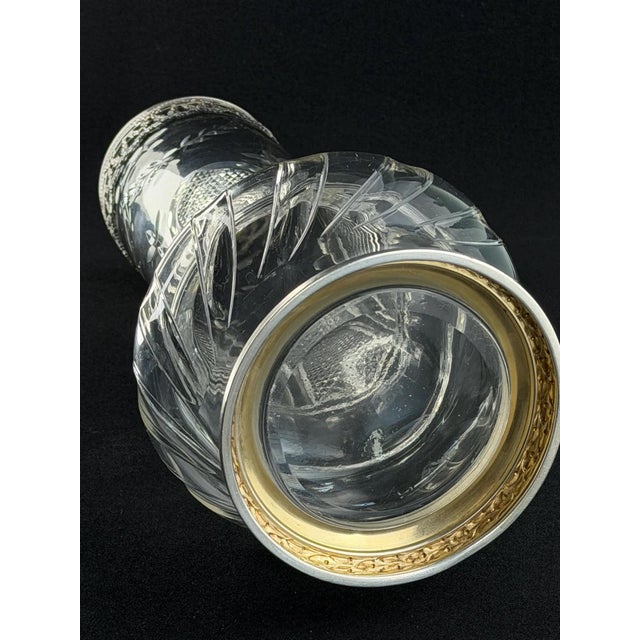 French Hand-Blown Crystal Vase with Silver Mounts and Minerva Mark, 1890s For Sale - Image 8 of 11