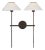 J. Randall Powers for Visual Comfort Signature Hackney 25" Double Tail Sconce in Bronze with Linen Shades For Sale