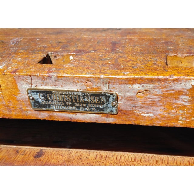 Antique C. Christiansen Workbench. The measurements with the vises are 54" wide x 28" deep and 36.25" high with...
