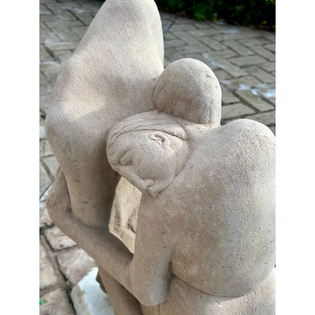 Period Wpa Ashcan School Original Signed Carved Sculpture of an Embracing Couple For Sale - Image 10 of 13