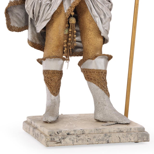 Metal Late 20th Century. Theatrical Papier-Mâché Figural Lamp Bearers, Continental - a Pair For Sale - Image 7 of 10