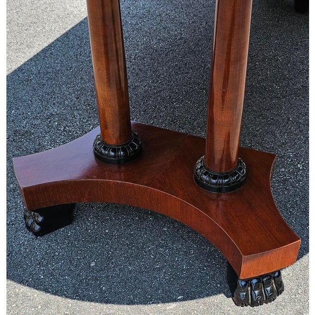 Brown Vintage Baker Furniture Palladian Collection Round Neoclassical Cherry Wood and Parcel Ebonized Extension Pedestal Dining Table For Sale - Image 8 of 10