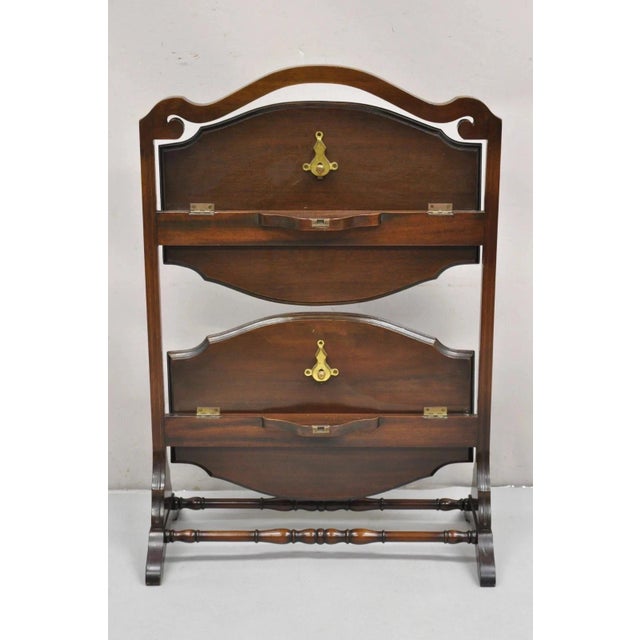 Brown Vintage Regency Style Mahogany 2 Tier Folding Muffin Cake Stand Side Table For Sale - Image 8 of 12