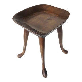 1960s Free-Form Carved Walnut Stool by Jean of Topanga For Sale
