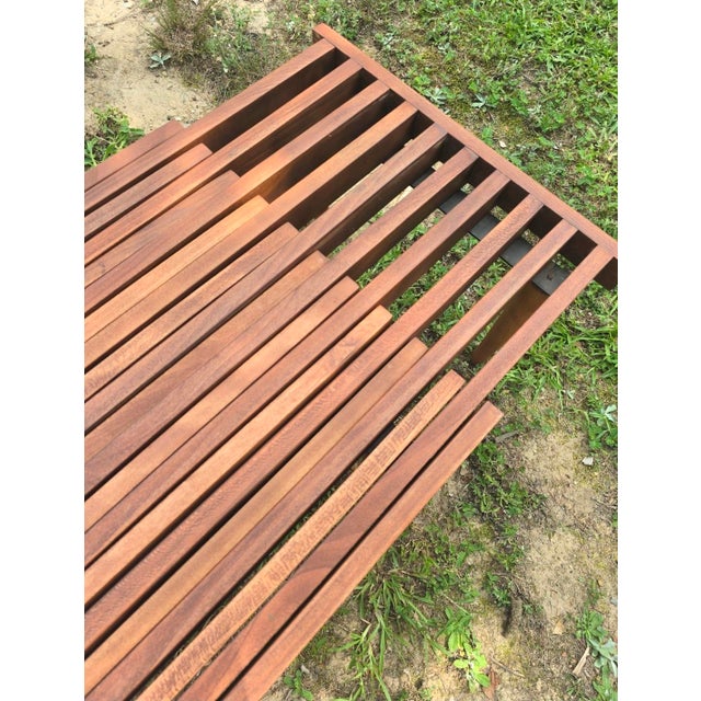 Brown Vintage Expandable Slat Bench Attributed to John Keal for Brown Saltman For Sale - Image 8 of 11