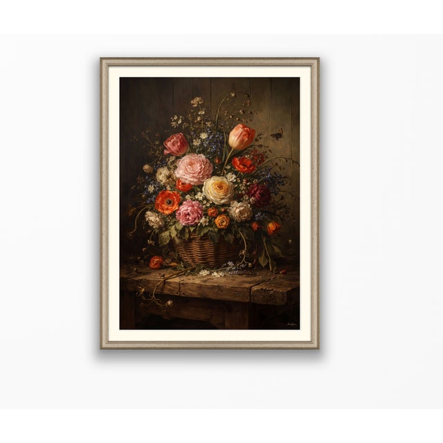 Atelier Aria Lumae Abundant Flemish Basket Floral Still Life Grand 27 by 38 Board Print For Sale - Image 9 of 16
