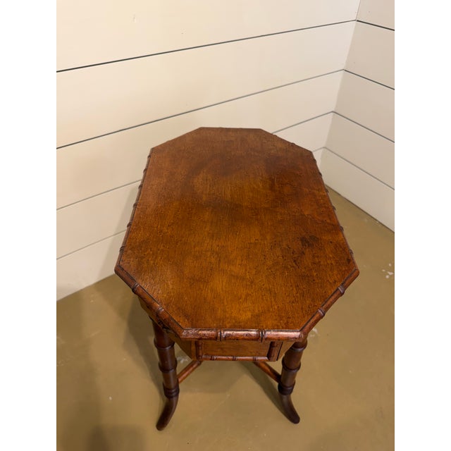 Late 19th Century 19th Century Faux Bamboo Sewing Table For Sale - Image 5 of 11
