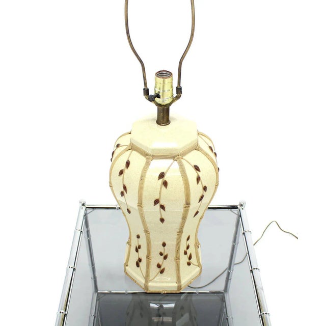 Mid-Century Modern Faux Bamboo Motive Art Decorated Lamp For Sale - Image 6 of 8